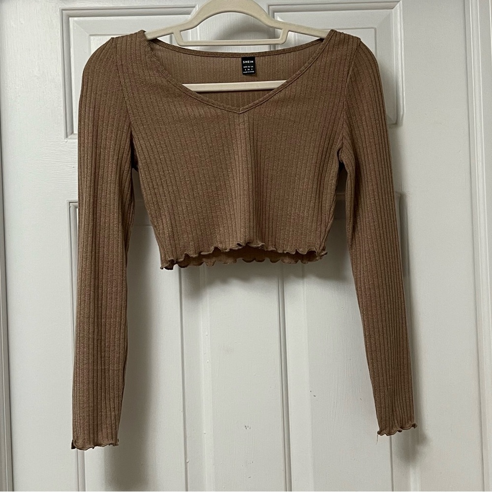 Brown Cropped Long Sleeve